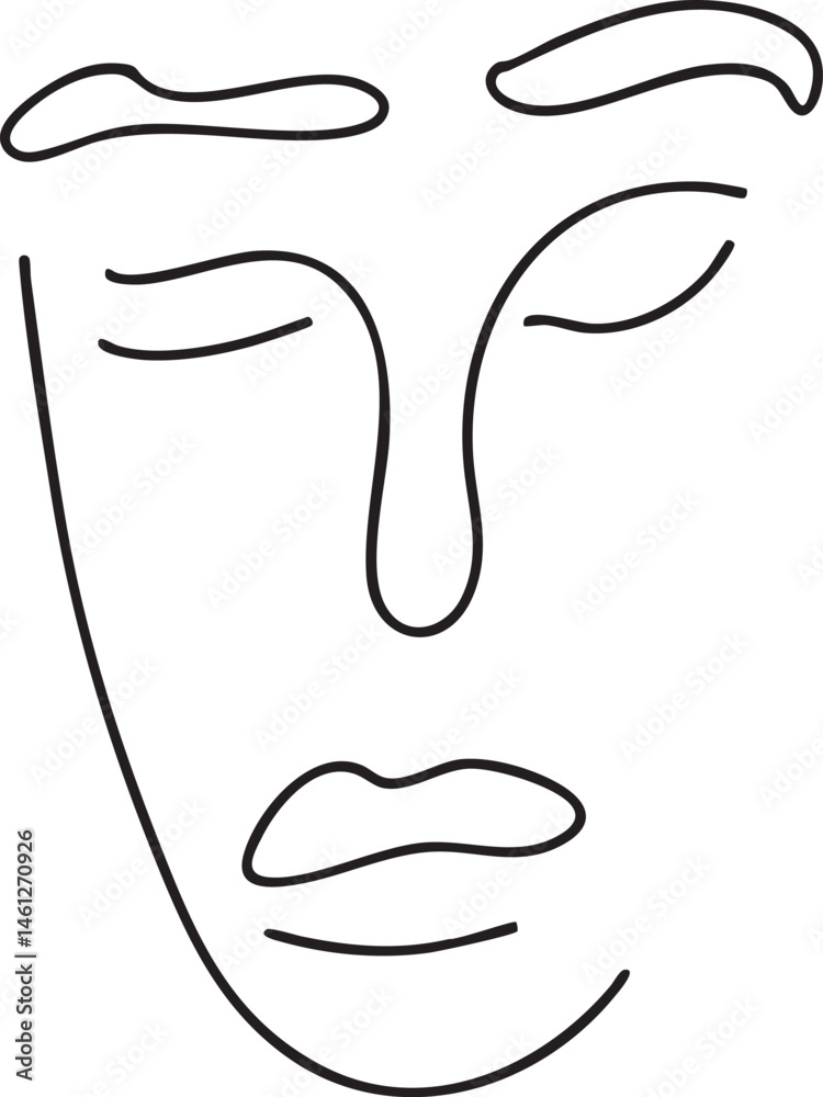 Obraz premium A minimalist drawing depicts a serene face with delicate features.