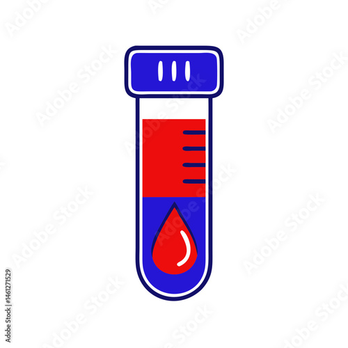 Illustration of a blood test tube filled with red liquid