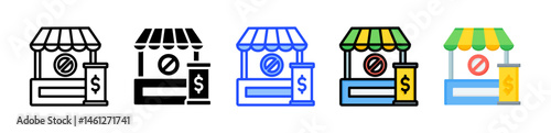 Business Closure Icon Collection With Multiple Styles