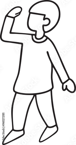 A solitary figure strides confidently forward in a simple outline.