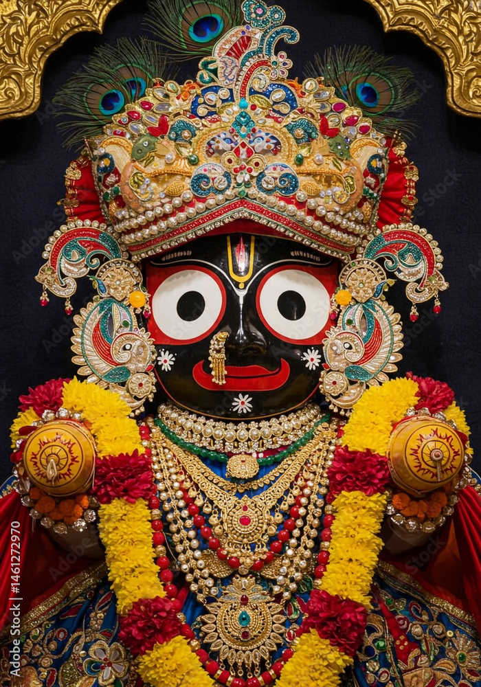 Fototapeta premium Ornate Jagannath Deity in Rich Adornments