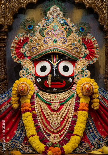 Ornate Jagannath Deity in R...