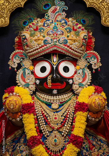 Ornate Jagannath Deity in R...