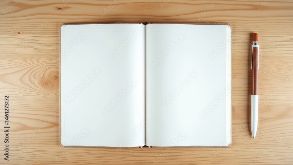 Blank Pages on Wooden Desk Blank Pages on Wooden Desk