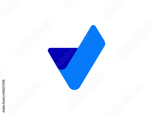 v letter blue logo with checkmark photo