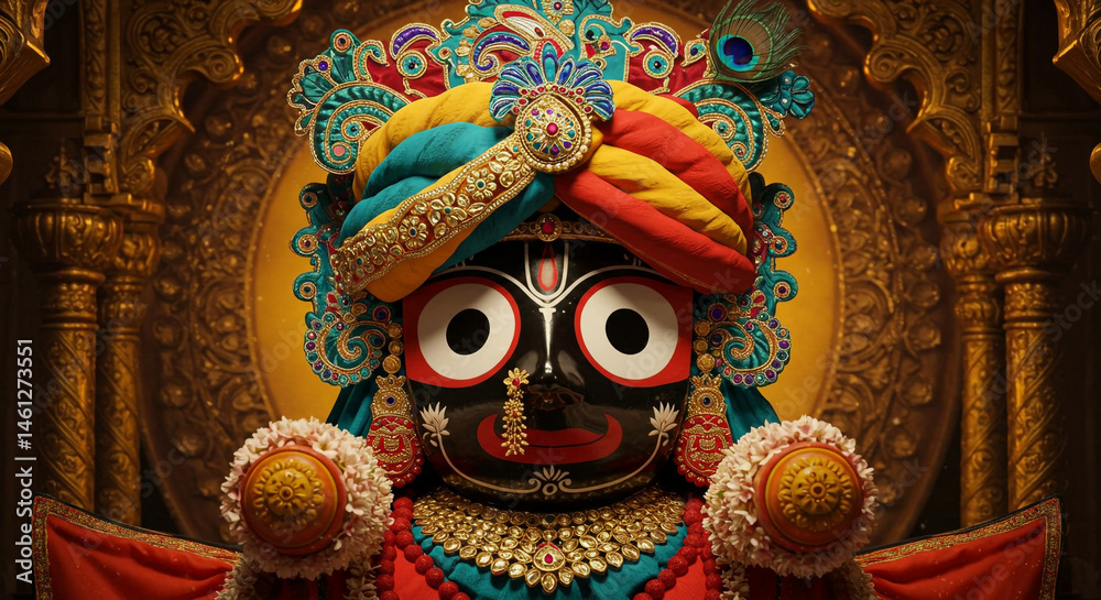 Fototapeta premium Majestic Jagannath Deity in Ornate Attire