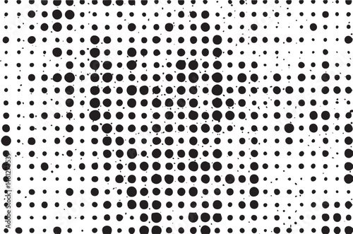 A seamless of numerous black and white circles gradually transitions from dense to sparse.