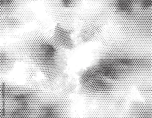 A stylized portrait features a blurred textured face composed of numerous small dots.