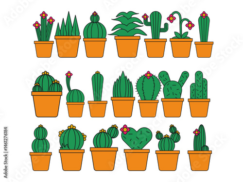 Handrawn Cactus Plant Cartoon Illustration