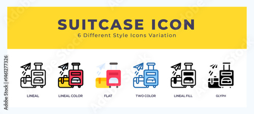 Suitcase icon in filled. thin line. outline stroke and flat style.