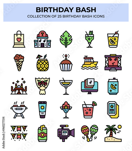 Birthday Bash. Collection of 25 Fun Party Icons
