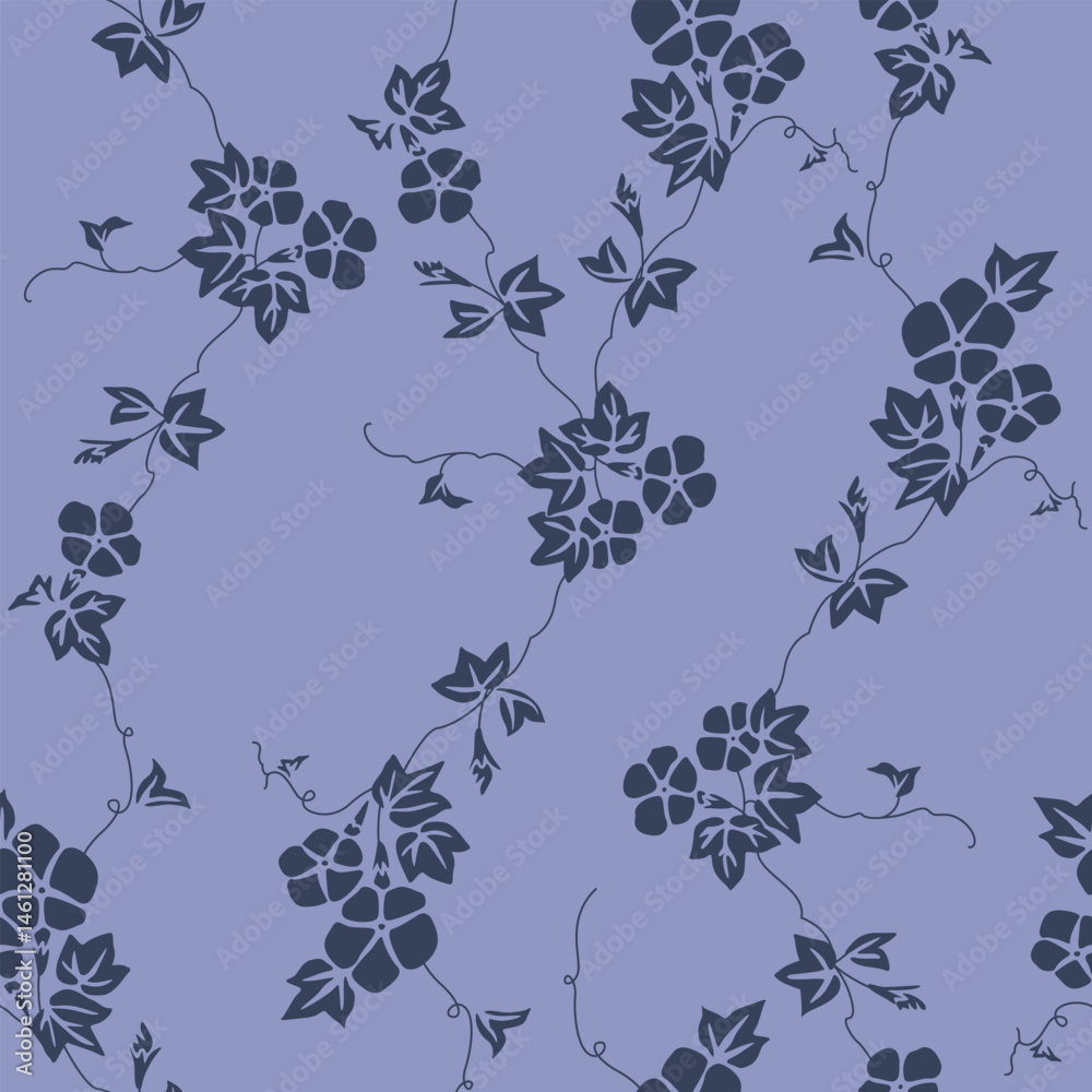 Obraz premium Japanese Morning Glory Vine Vector Seamless Pattern