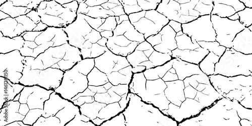 Ideal for Creating Earthquake-Related Design Effects.White, and Grey,Realistic Vector Textures of Earthquake-Damaged Land and Wall Surfaces with Cracks and Breaks in Black,
