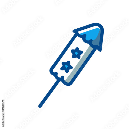 Firework Icon in Blue and White Style  
