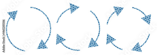 Collection of recycling and rotation arrow symbols. Recycle icons. Recycling arrows. Green icons for packaging, recycling. Ecology, environmentally friendly, environmental management symbols.