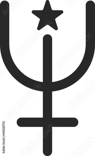 Zodiac astrology symbol of Uranus with star detail, line icon.