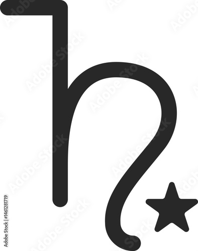 Zodiac astrology symbol of Saturn with star accent, line icon.
