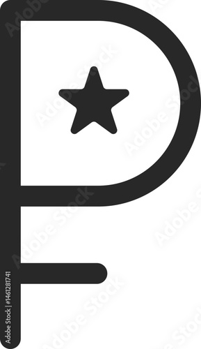 Zodiac astrology symbol of Pluto with star accent, line icon.