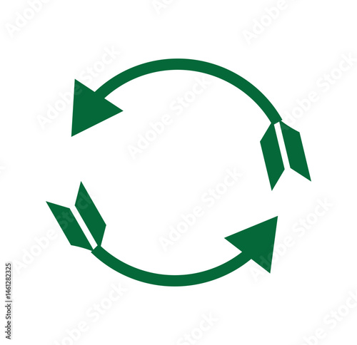 Collection of recycling and rotation arrow symbols. Recycle icons. Recycling arrows. Green icons for packaging, recycling. Ecology, environmentally friendly, environmental management symbols.