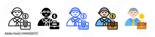 Stock Broker Icon Collection With Multiple Styles