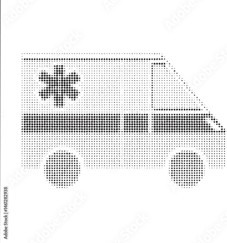 A simple black and white ambulance