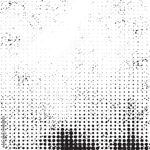 A grayscale gradient transitions from scattered dots to a dense textured