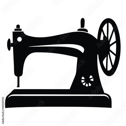 A silhouette of sewing machine clip art vector illustration