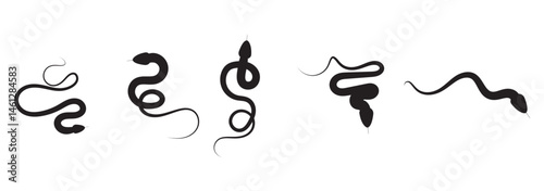 Snake silhouette set in black and white