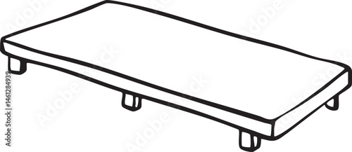 A simple rectangular mattress rests on a light grey surface.