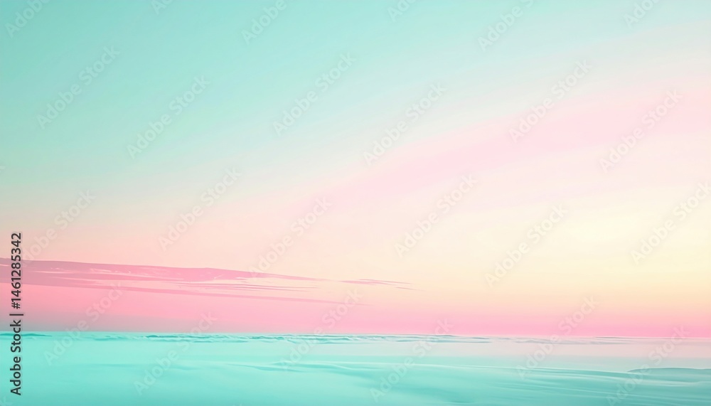 Obraz premium Serene sunset over ocean horizon coastal landscape digital art soft color palette tranquil atmosphere