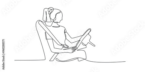 continuous line drawing of seat belt.driver wearing seat belt before driving.single line vector illustration. isolated white background.