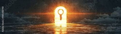 The passage of light through a keyhole serves as a metaphor for hope.