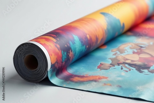 Close-up of a rolled-up banner, ready to display, presentation, marketing, outdoor