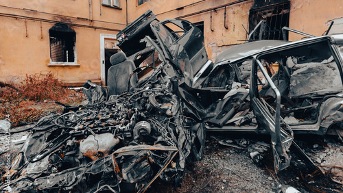 Wallpaper Mural ruined street and destroyed houses in Ukraine Torontodigital.ca