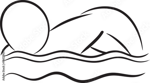 A swimmer gracefully glides through clear water.