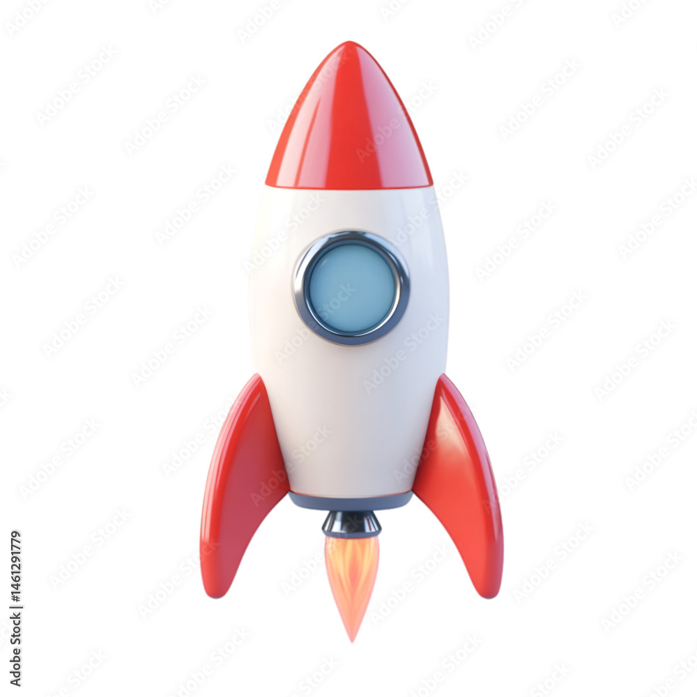 Cartoon Rocket Launching into Space Adventure Flight Journey Cartoon Rocket Launching into Space Adventure Flight Journey