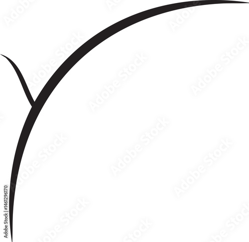 A bold black curve gracefully arches over a simple white background.