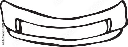 A simple black and white of a canoe.