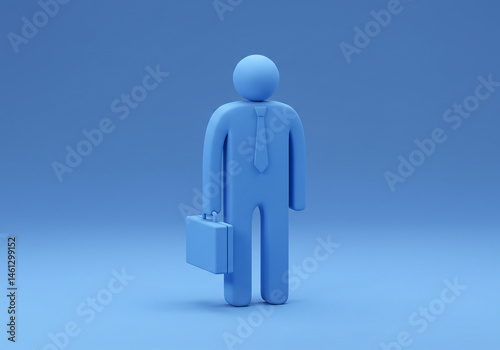 Icon Man Holding Briefcase Stands Ready for Business
