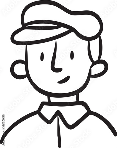 A young man wearing a cap and bow tie smiles warmly.