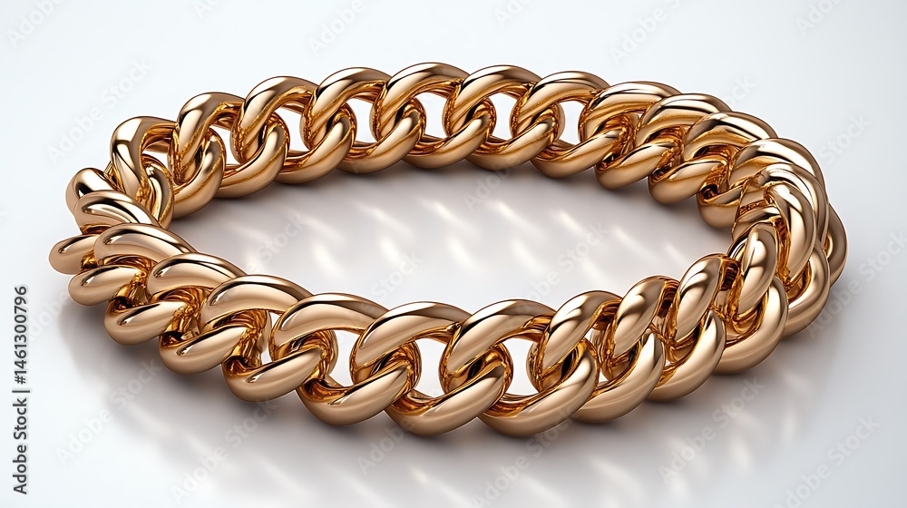 Obraz premium Golden Chain Bracelet Luxury Jewelry Fashion Accessory On White Background High Resolution Images