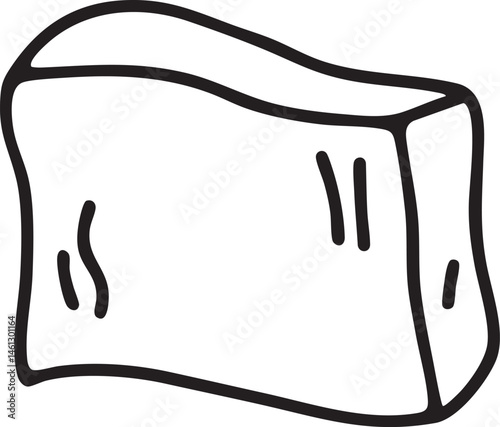 A simple outlined block of cheese rests on a white surface.