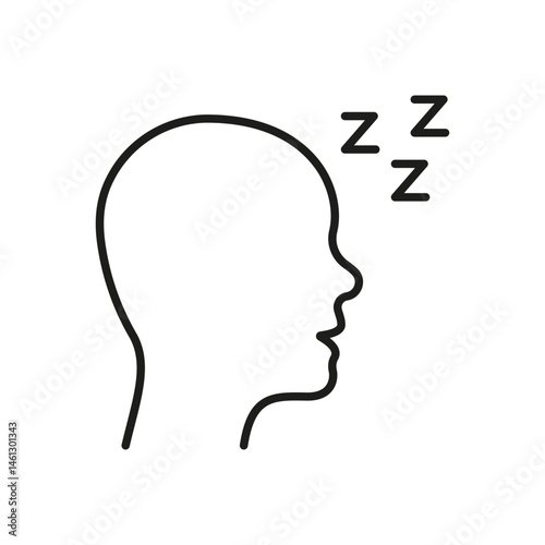 Sleeping Person With Zzz Icon. Sleep, Rest, And Relaxation Outline Symbol. Nighttime, Dreaming, And Snooze Concept. Editable Stroke. Isolated Vector Illustration