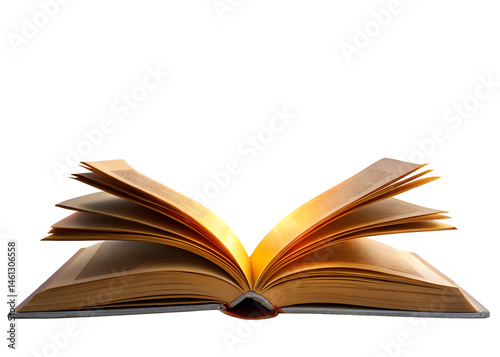 open book with pages isolated on white background. PNG Transparent.