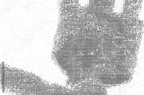 A grayscale portrait of a man's face with a textured pixelated effect.
