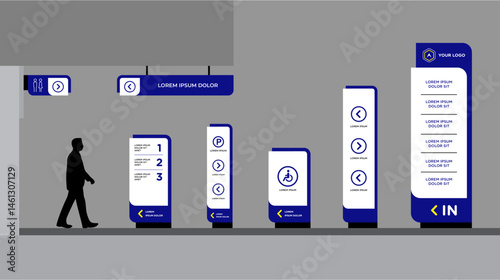 Totem signage exterior and interior template set corporate identity