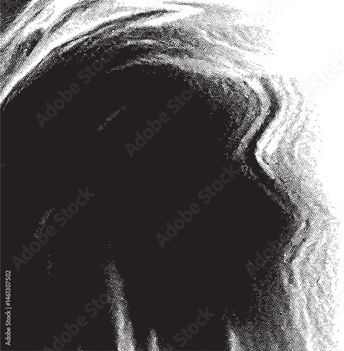 A solitary figure emerges from a swirling dark background.
