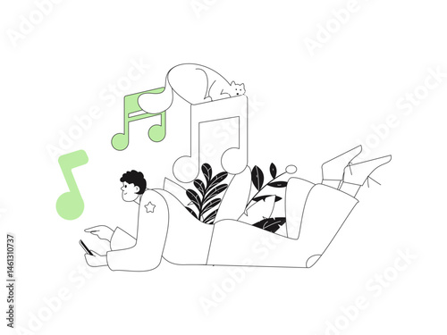 Music characters scene flat vector concept operation illustration
