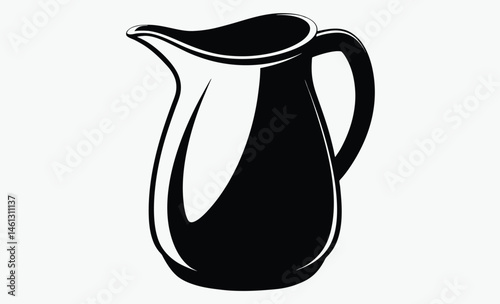 Milk pitcher silhouette, classic jug icon, vintage milk container, simple pitcher graphic
