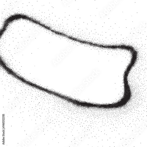 A black outline defines a scattered of white dots on a white background.